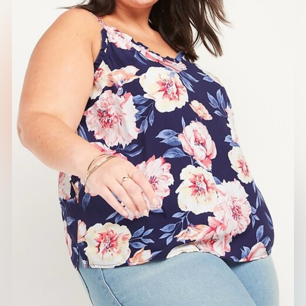 Old Navy Navy and Pink Floral Camisole